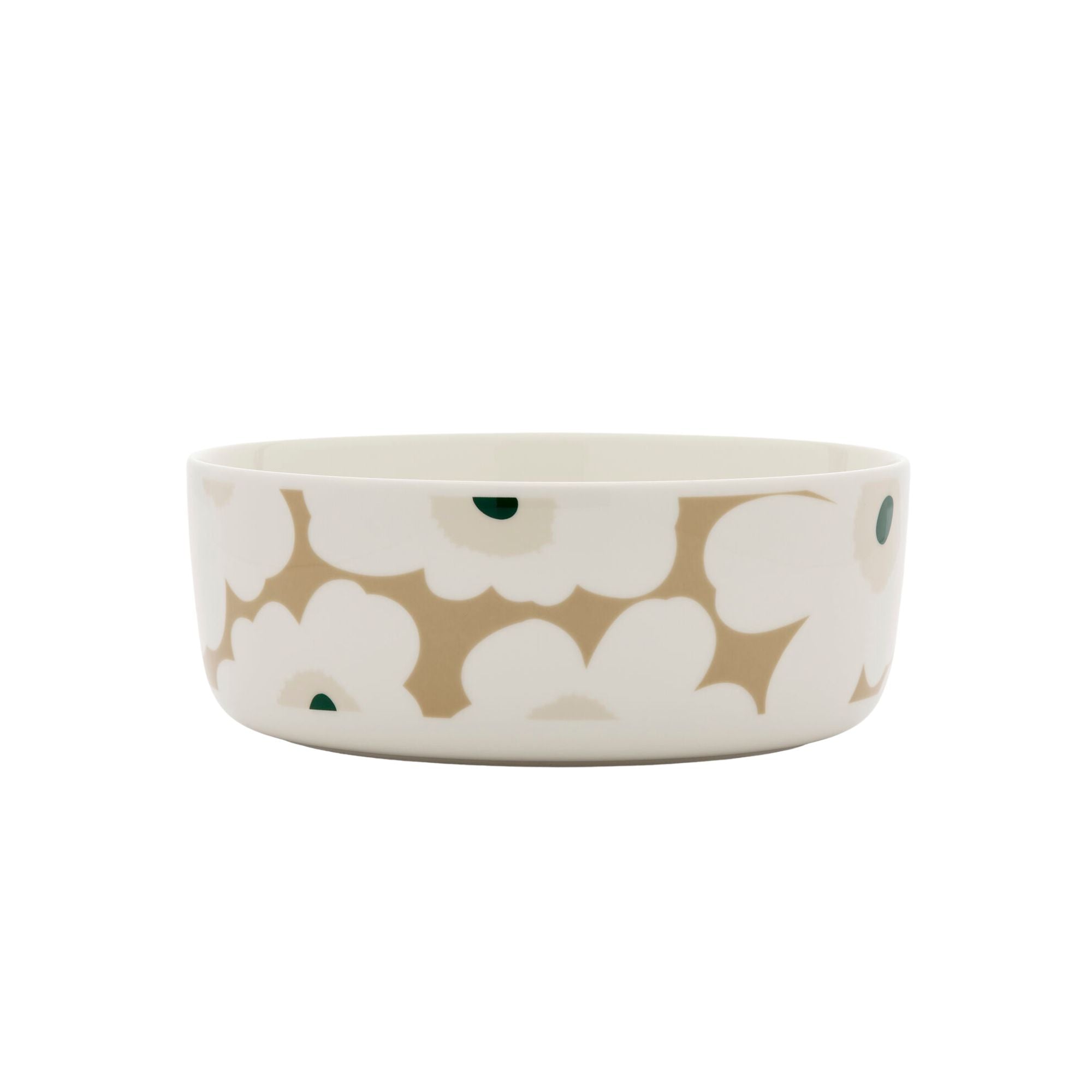 Marimekko Oiva Servierschale Unikko weiß-beige-dunkelgrün | 1,5 Liter