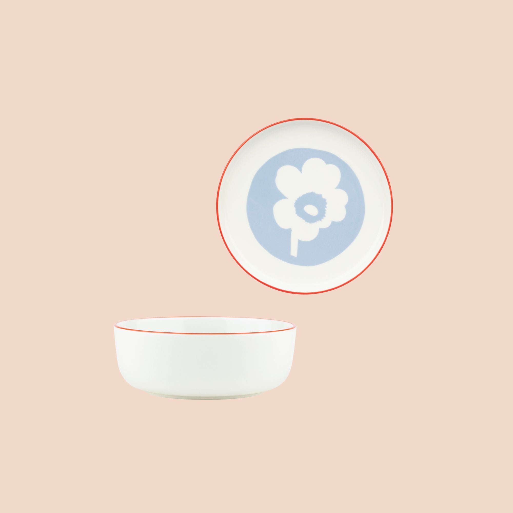 Marimekko laag schaaltje Unikko lichtblauw met rood | 4 dl