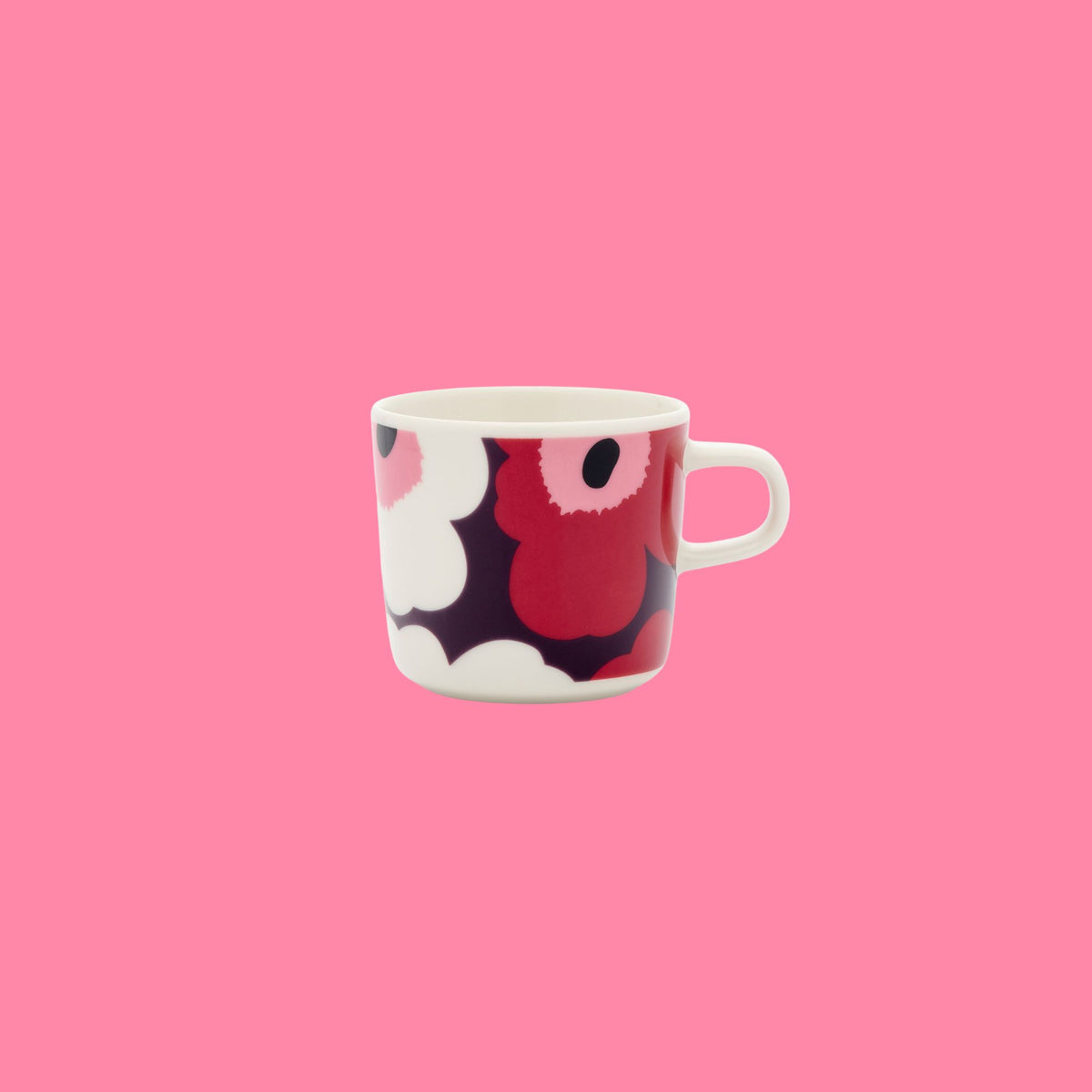 Marimekko Unikko paars, wit, roze en donkerrood koffiekopje | 2 dl