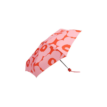 Marimekko Mini-Regenschirm Unikko pink mit Koralle, faltbar und in Etui