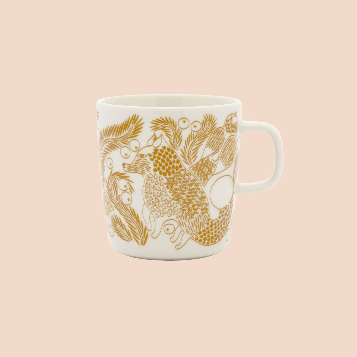 Marimekko Piirto Ketunmarja grote mok met gouden tekening met vosje | 4 dl