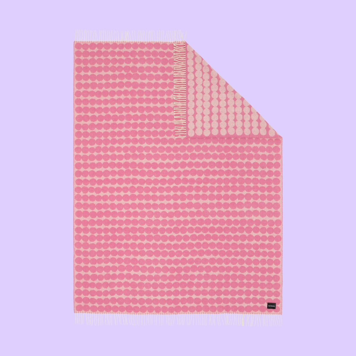 Marimekko plaid met franje roze-wit in Siirtolapuutarha dessin | 130 x 180 cm