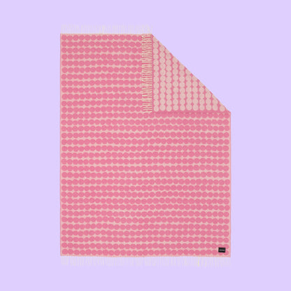 Marimekko plaid met franje roze-wit in Siirtolapuutarha dessin | 130 x 180 cm