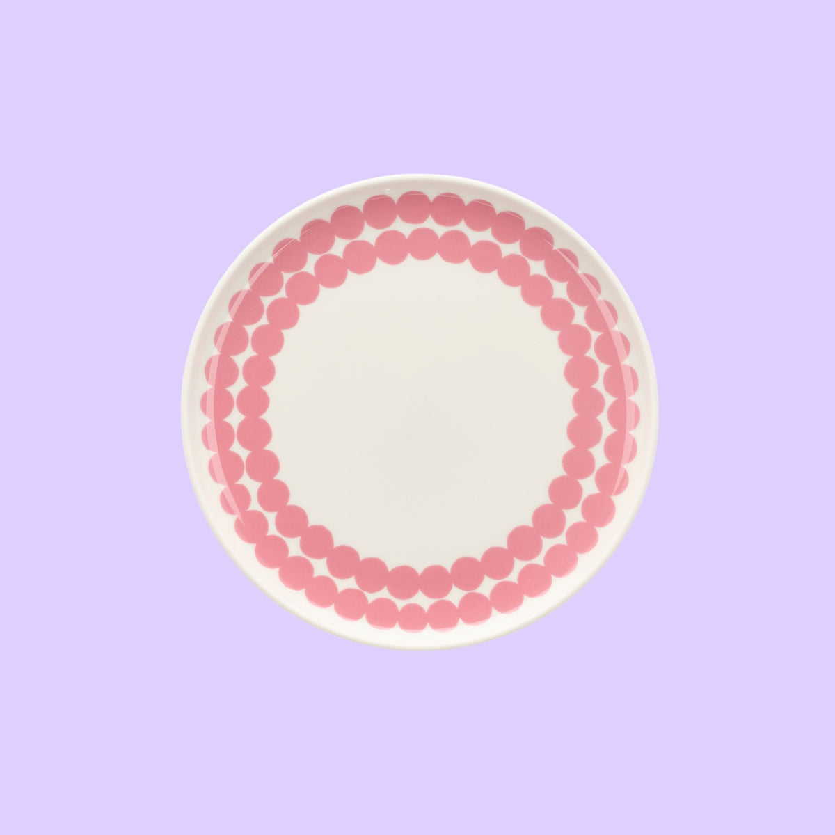 Marimekko Oiva Siirtolapuutarha ontbijtbord wit met oudroze stippen (Rasymatto) | Ø 20 cm