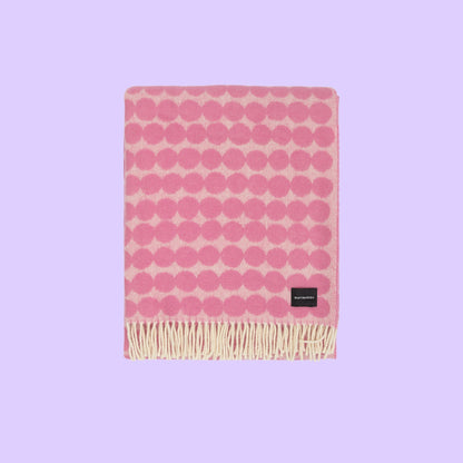 Marimekko plaid met franje roze-wit in Siirtolapuutarha dessin | 130 x 180 cm