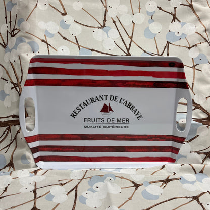 La Côte rood wit gestreept rechthoekig dienblad 45 x 30 cm kies uit 2 varianten