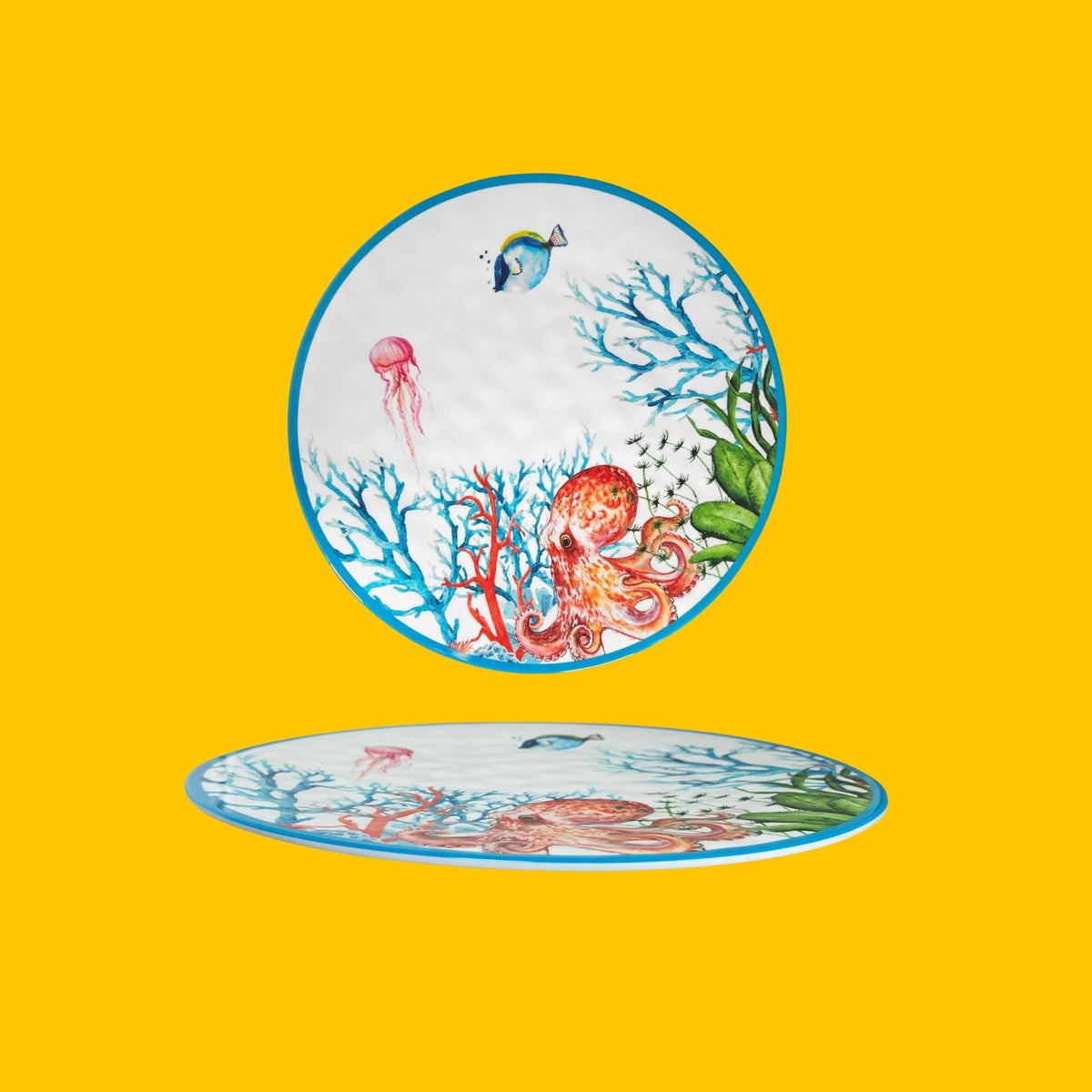 Melamine dinerbord Arca Abissi met inktvis kwal en koraal  | 28 cm