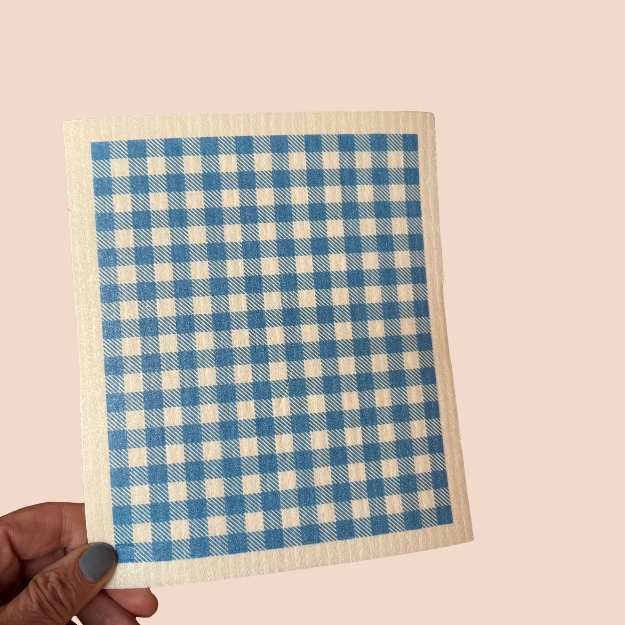 Vaatdoekje blauw-wit geblokt 100% biologisch afbreekbaar, More Joy Home