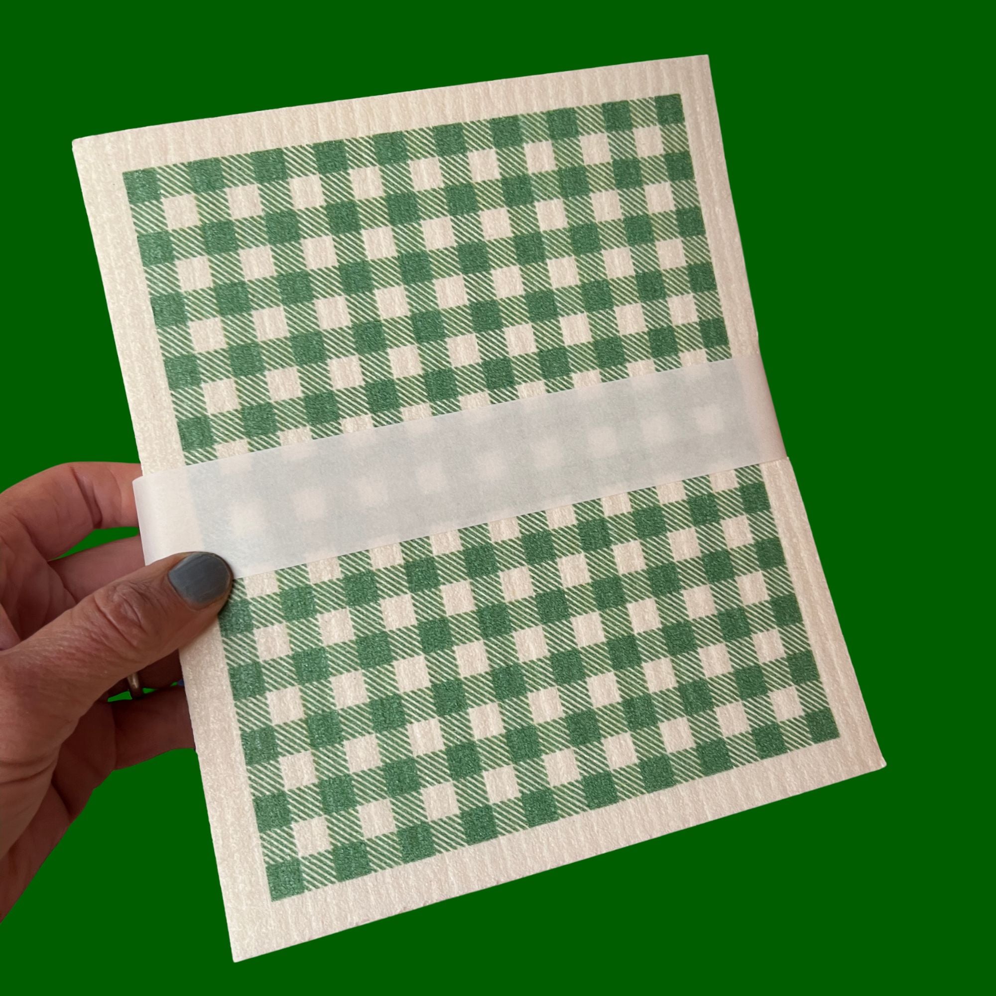 Vaatdoekje groen-wit geblokt 100% biologisch afbreekbaar, More Joy Home