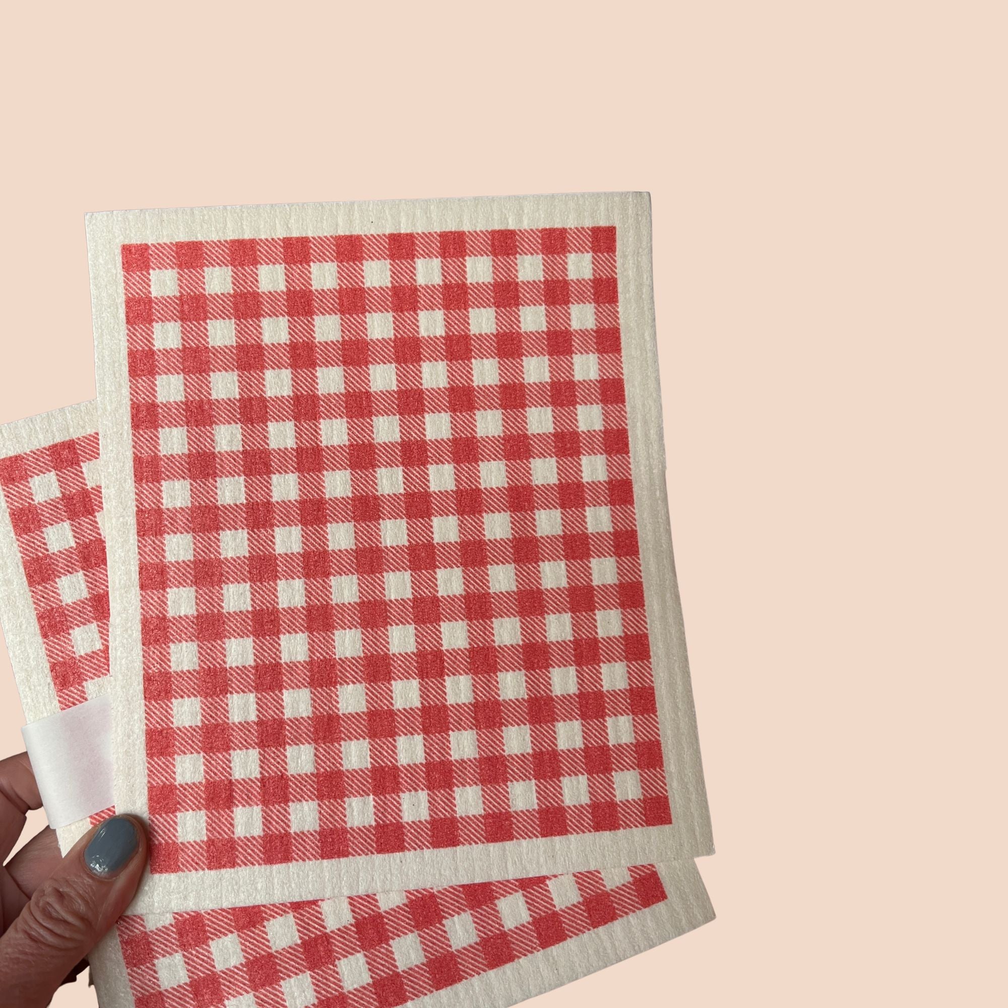 Vaatdoekje rood-wit geblokt 100% biologisch afbreekbaar, More Joy Home