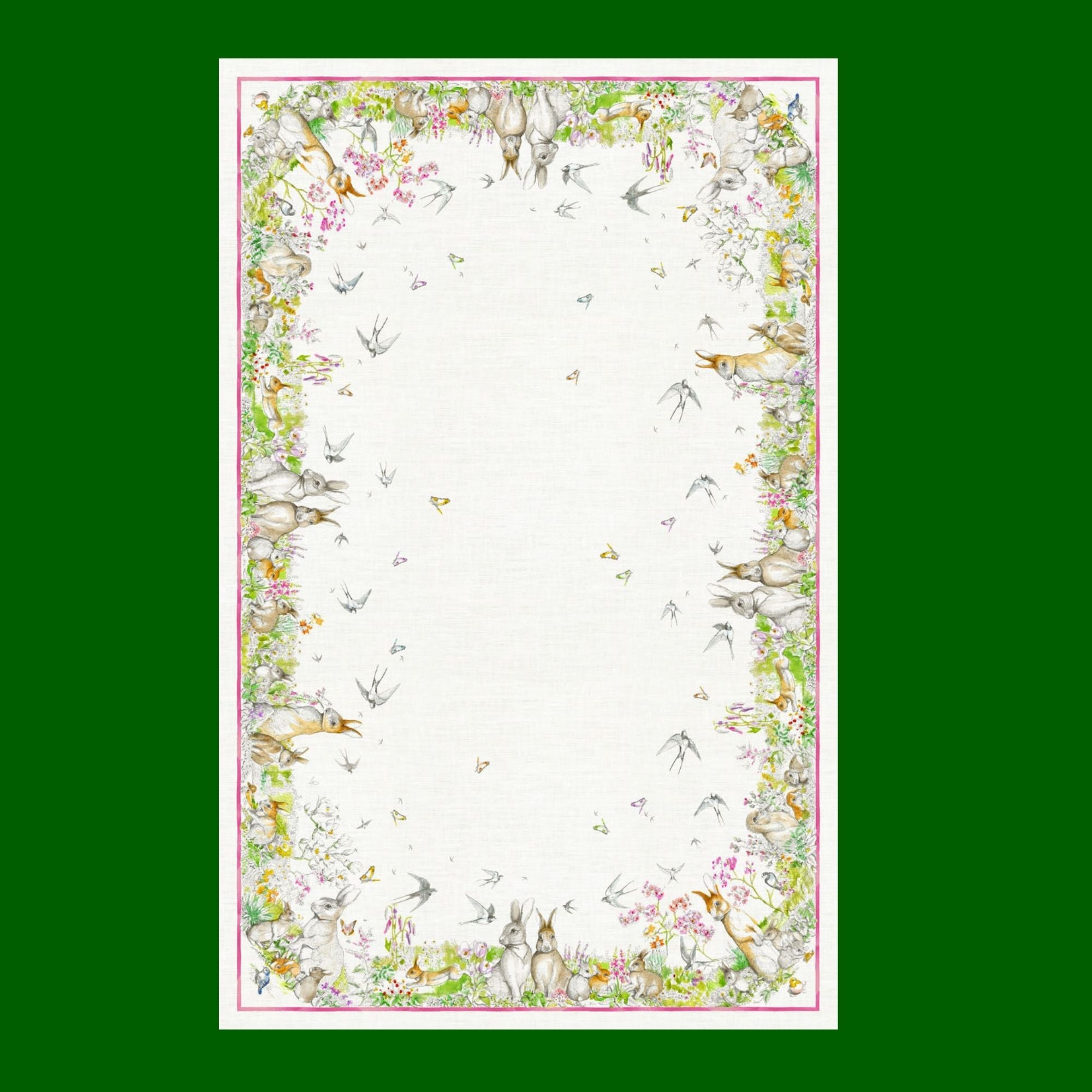 Remi tafelloper en tafelkleden voor Pasen met hazen, eendjes in een frisse lenteweide, kies je formaat