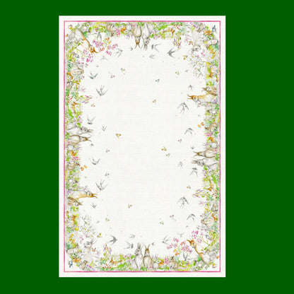 Remi tafelloper en tafelkleden voor Pasen met hazen, eendjes in een frisse lenteweide, kies je formaat