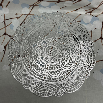 Placemats Doily zilver of zwart, rond, 6 stuks