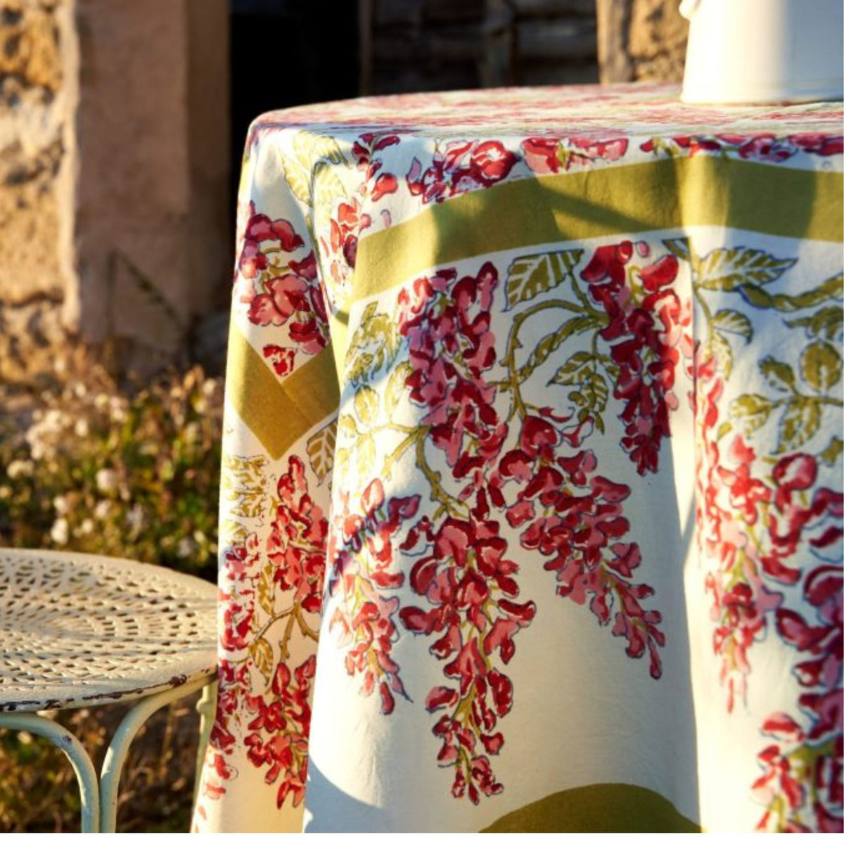 Tafellinnen Roze Regen van Couleur Nature katoenen blokprints | kies je formaat