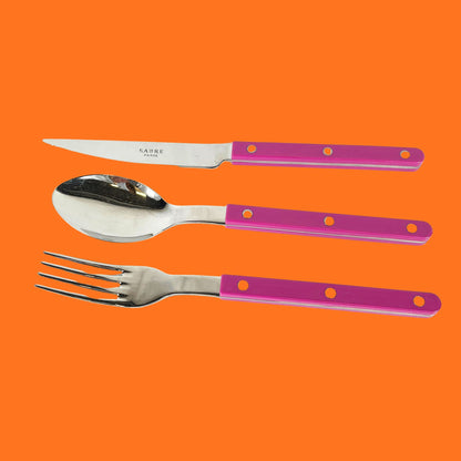 Sabre Bistrot 3-piece cutlery set: dinner knife, dinner fork, dinner spoon (choose from: bright yellow, fuchsia, pink, turquoise)