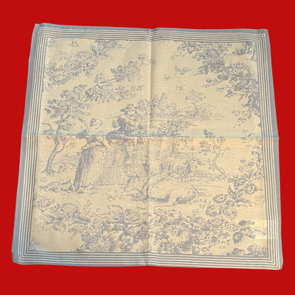 Toile de Jouy servetten van katoen kies uit zachtgroen, oudroze, lichtblauw | 45 x 45 cm