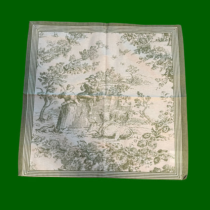 Toile de Jouy servetten van katoen kies uit zachtgroen, oudroze, lichtblauw | 45 x 45 cm