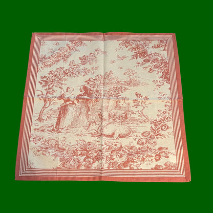 Toile de Jouy servetten van katoen kies uit zachtgroen, oudroze, lichtblauw | 45 x 45 cm