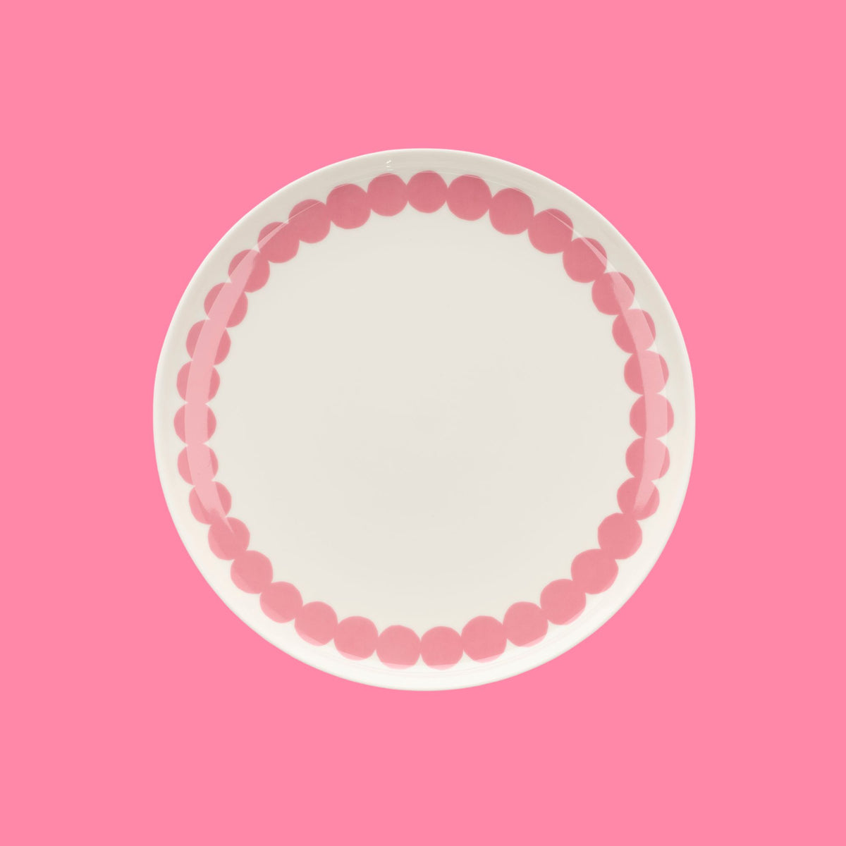 Marimekko Oiva Siirtolapuutarha dinerbord wit met oudroze stippen (Rasymatto) | Ø 25 cm
