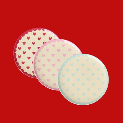 Rice taartbordje met hartjes, kies uit rood, roze of turquoise | Ø 16 cm