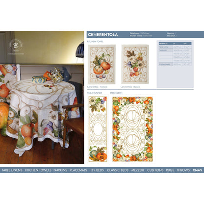 Cenerentola tafelkleden en loper met pompoenen en gouden krullen van linnen, kies je formaat