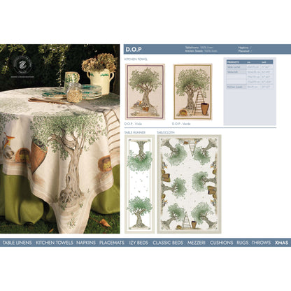 D.O.P. linnen tafelkleden en loper met olijfbomen, kies je formaat