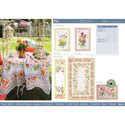 Tuli linnen tafelkleden en loper met tulpen, kies je formaat