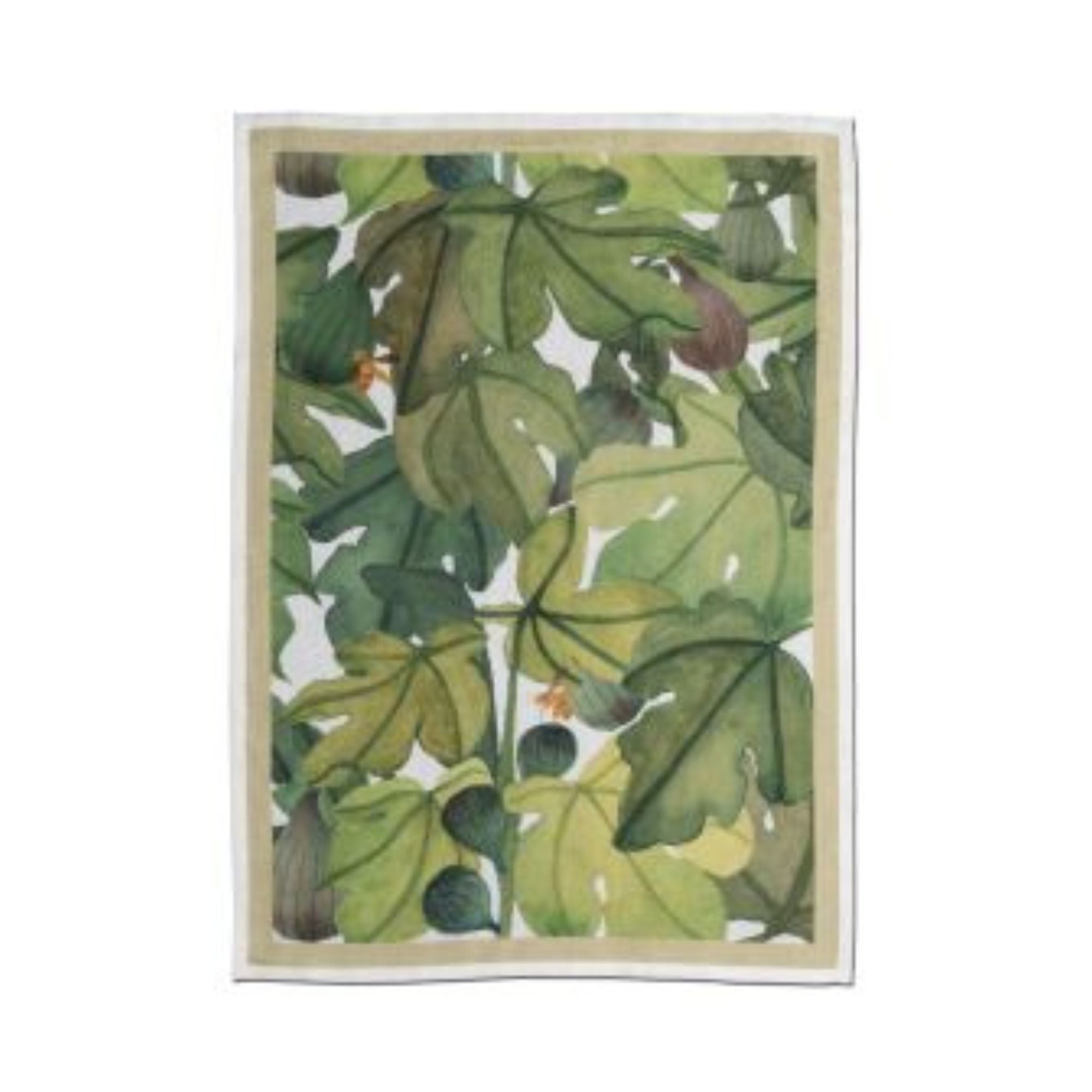 Linnen theedoek Fiscus groen met vijgen, Tessitura Toscana Telerie | 50 x 70 cm