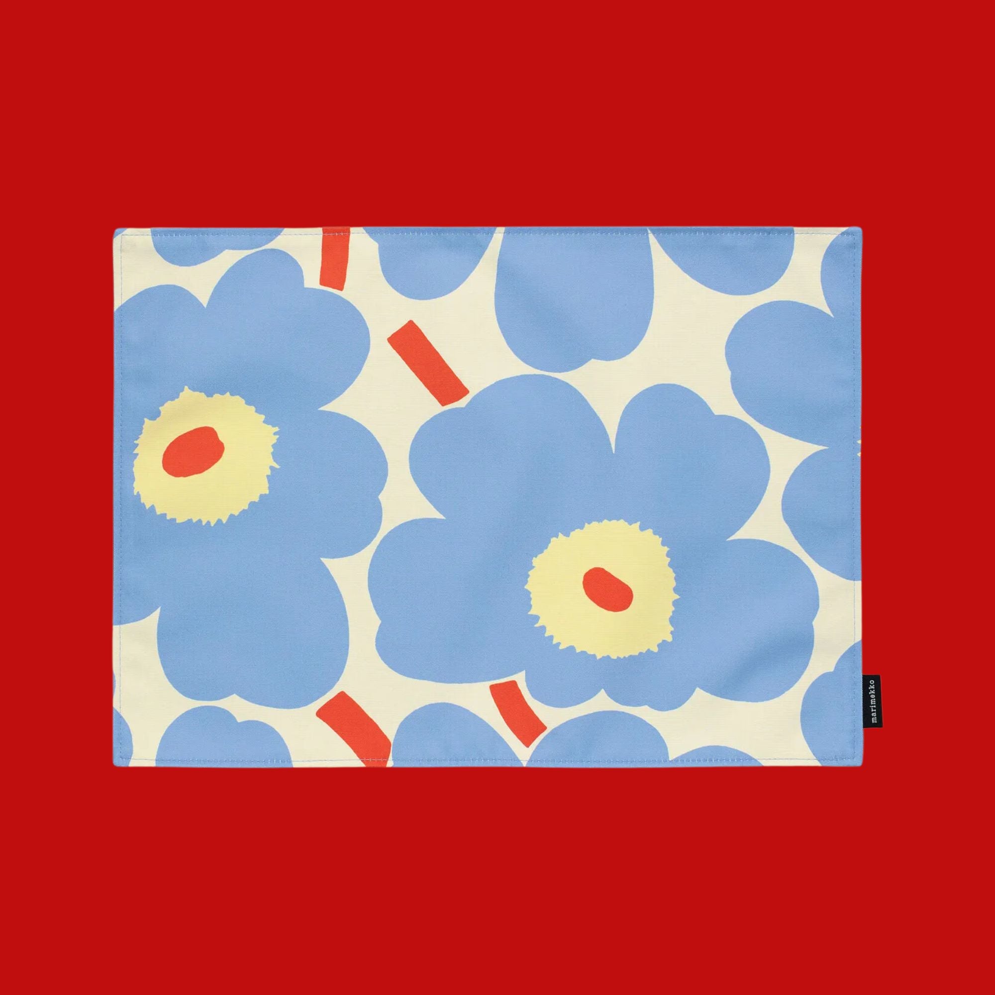 Marimekko afneembare placemat Unikko hemelsblauw met rood (UV-proof) | 31 x 42 cm
