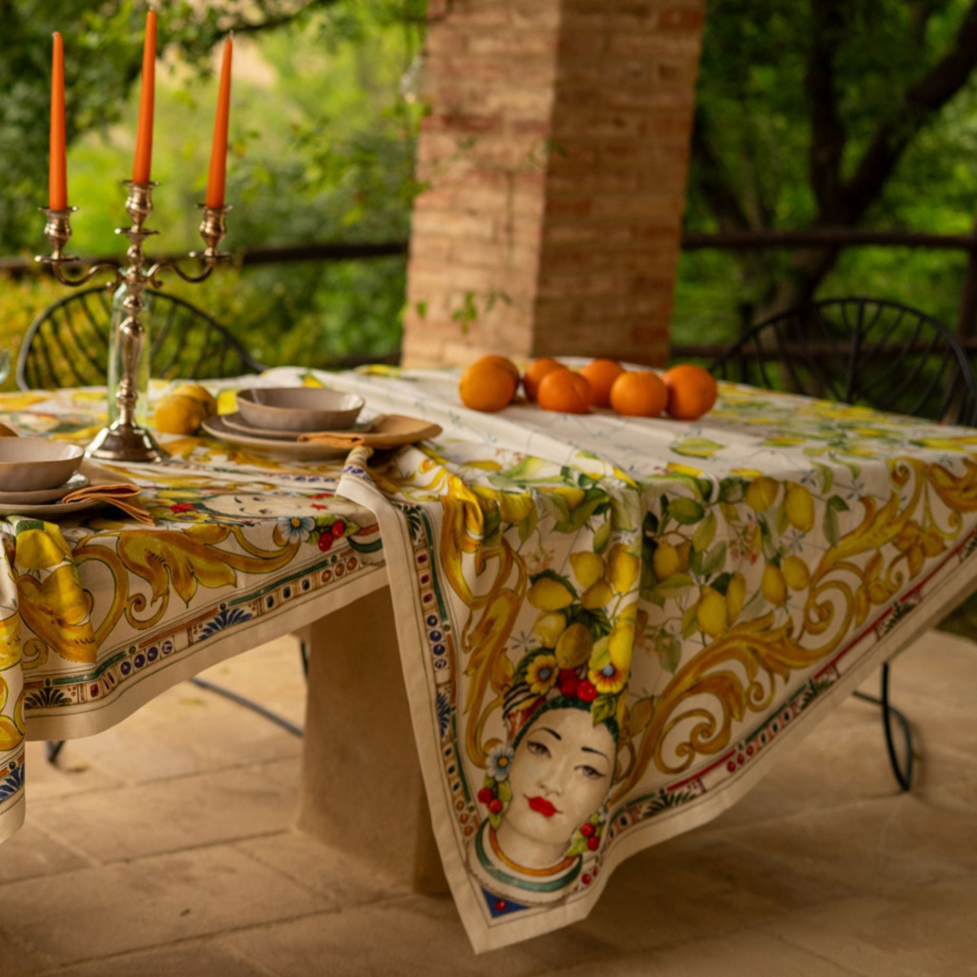 Zagara Tischdecke und Tischläufer, sizilianischer Stil, Größe wählbar