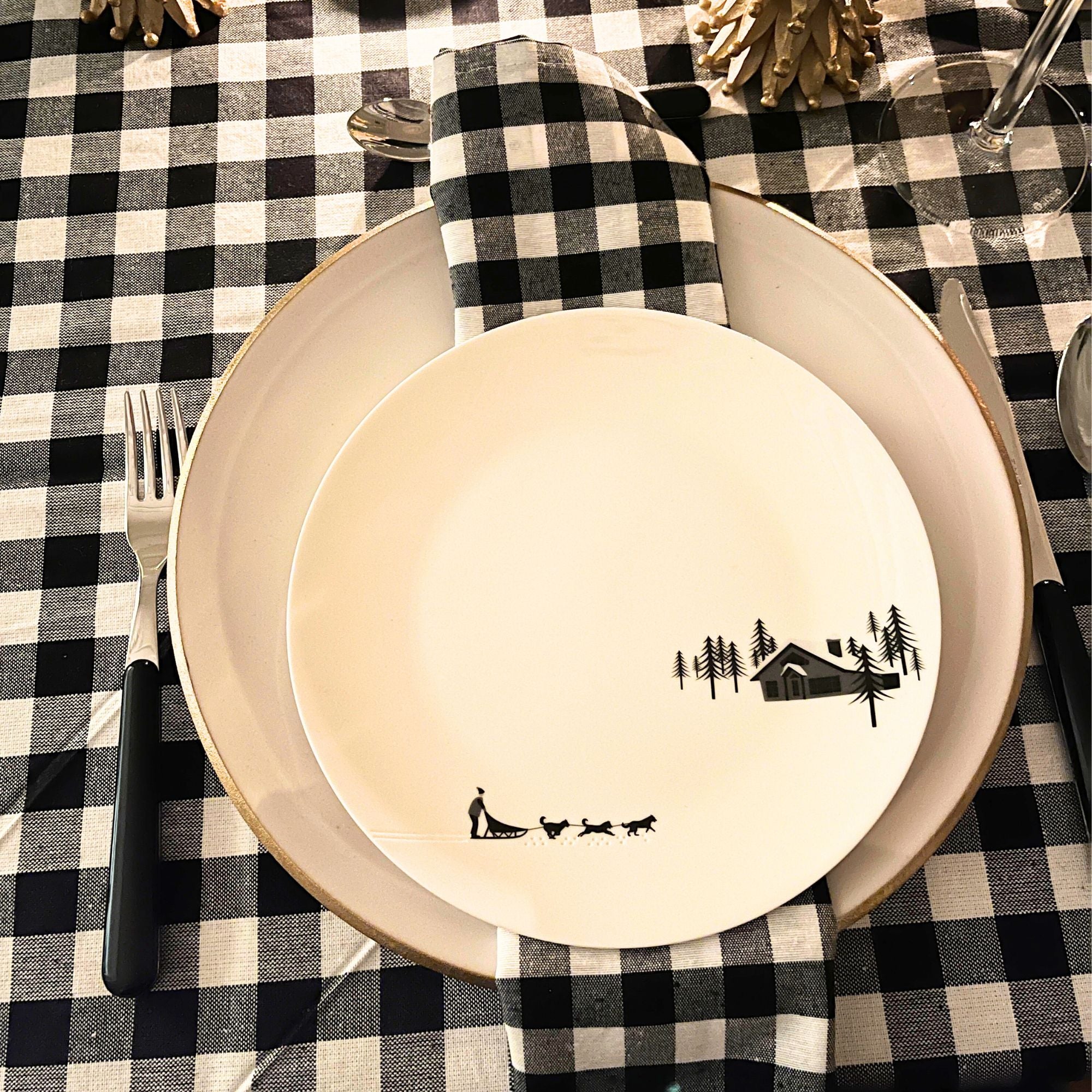 Geruite servetten zwart-wit 42 x 42 cm | Kleuroptafel