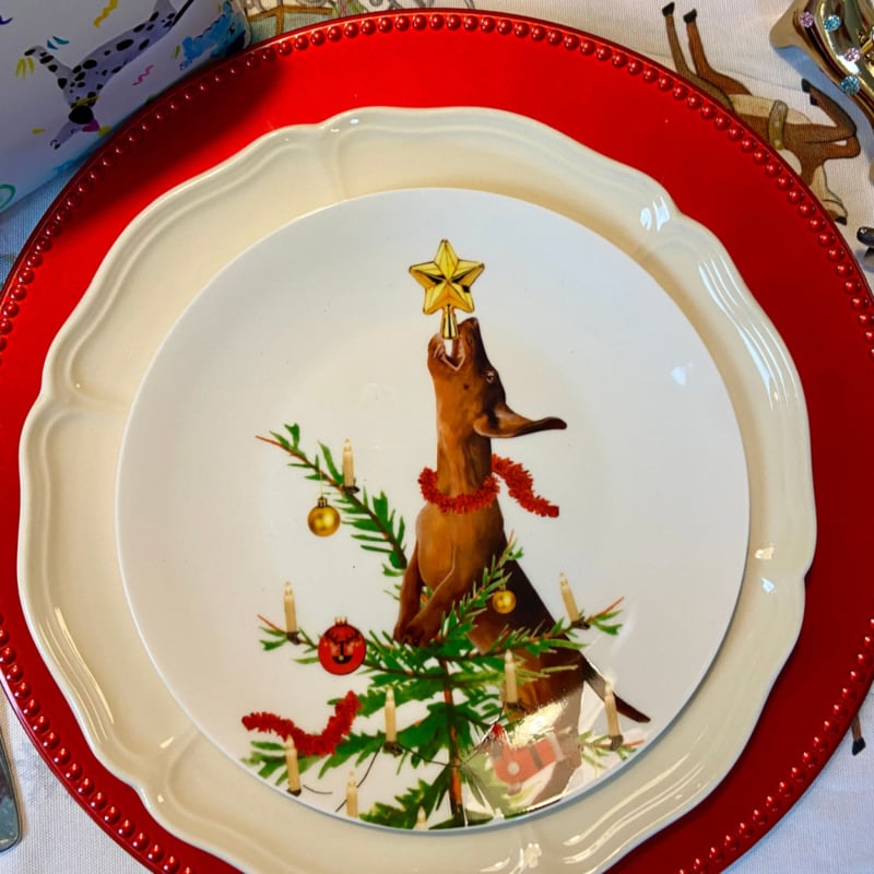 Bordy's It's a Wienerful Time ontbijtbordjes , set van 6 kerstige teckels Ø 20 cm