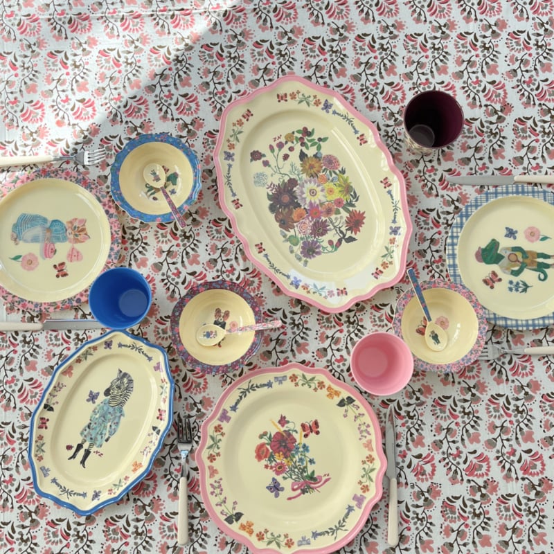 Rice x Nathalie Lété melamine beker tennis krokodil bordeaux rand | 200 ml