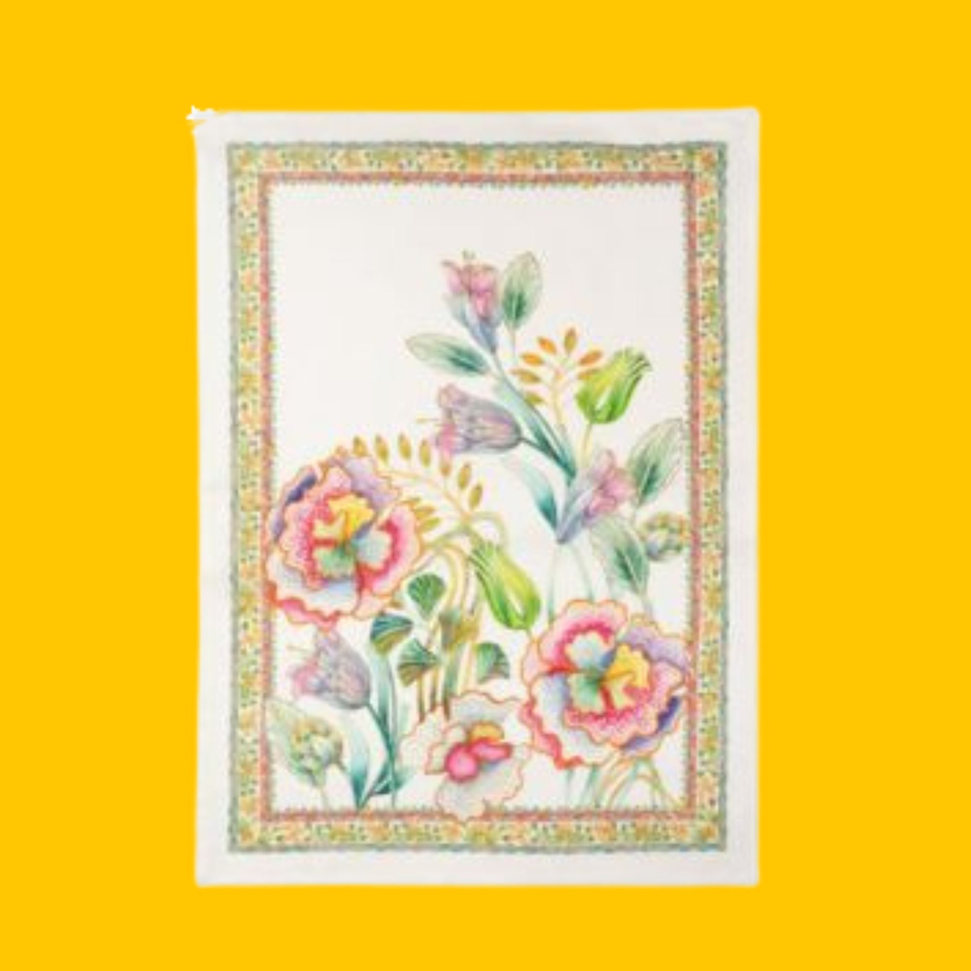 Artigemme linnen tafelkleed en -loper met kleurrijke fantasiebloemen, kies je formaat