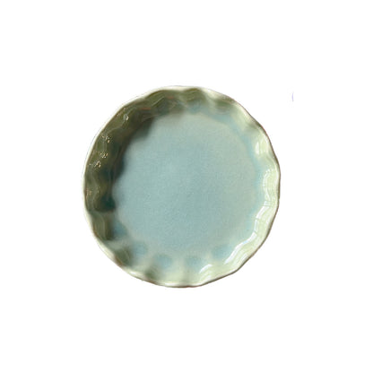 Gresnovo klein bordje met geschubt zacht groen (émeraude bleue) | Ø13 cm