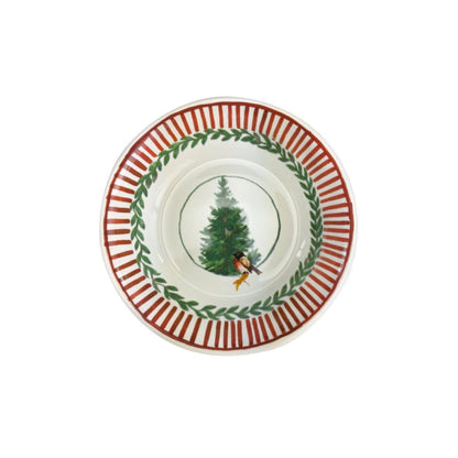 Arcucci set van 6 soepborden Ø 23 cm, Kerstservies Rosso Natale Kerstboom en Goudvink