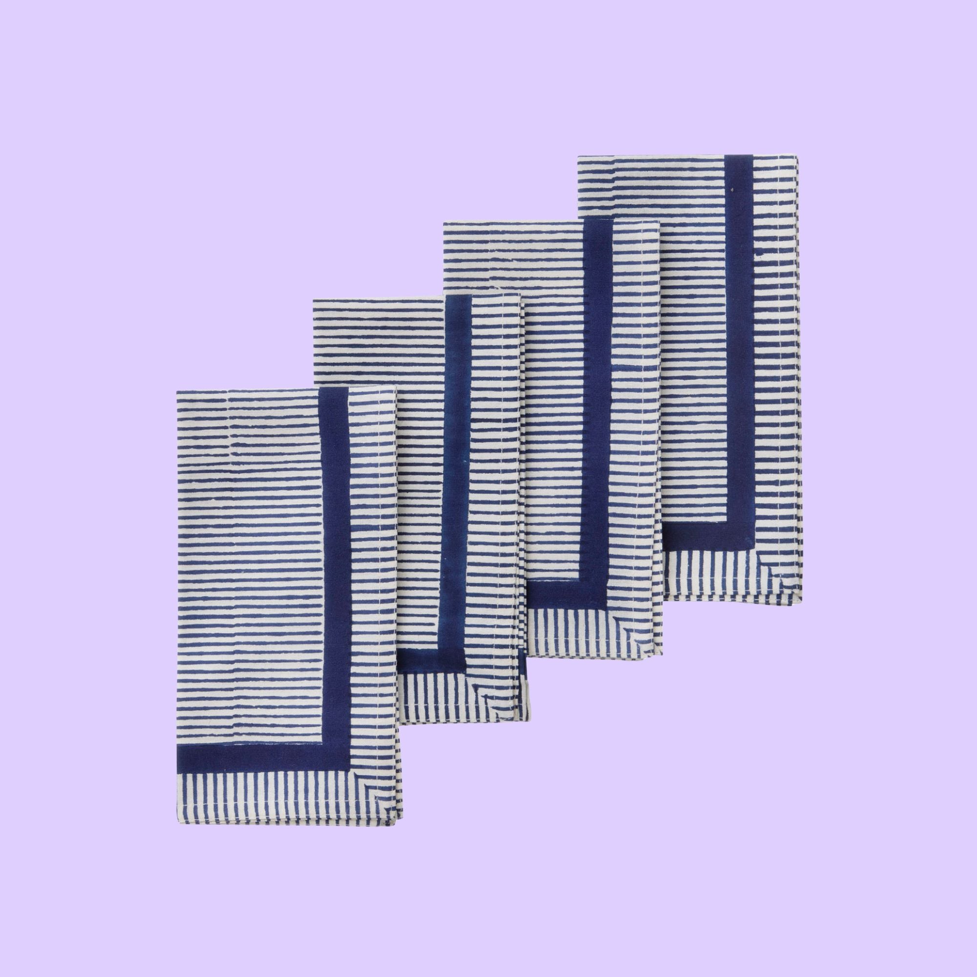 Bungalow red and white block print napkins Gaya Scarlet, set of 4 | 45 x 45 cm