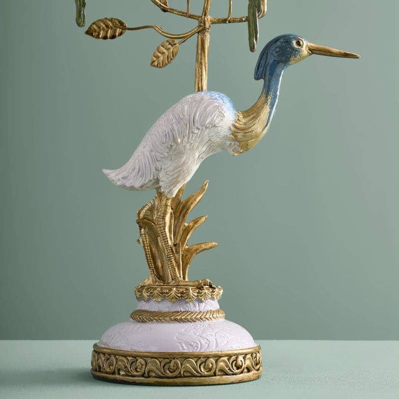 Dekorativer Kerzenhalter „Reiher“ aus Kunstharz und Metall, 25 x 11 x 44 cm