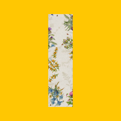 Linnen tafelkleed Cynar met artisjokken, distels, ijsbloemen en vlinders, kies je formaat (ook rond en als tafelloper)