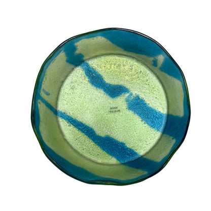 Rond, laag schaaltje.  Groen, blauw | Ø 22 x 4 cm