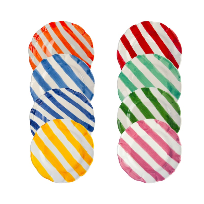 Arcucci Dolce Vita Nastro gestreepte ronde serveerschaal 36 cm in rood of groen