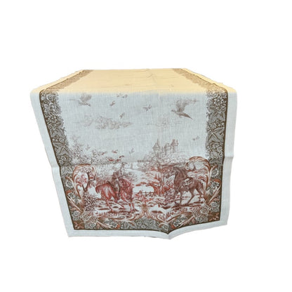 Linnen tafelloper Cottage 45 x 170 cm (met paarden, kastelen, molens etc)