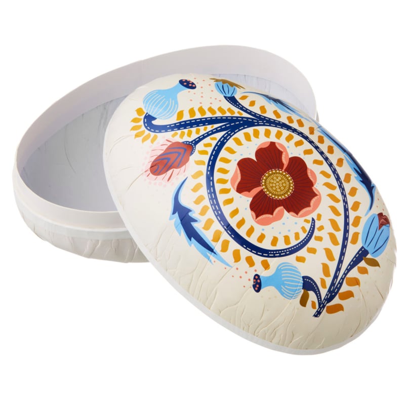Bungalow Easter Egg Box Poppy, zelf te vullen kartonnen paasei, met folkloristische decoratie | 24 x 16 cm