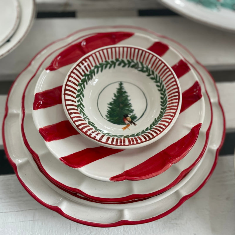 Arcucci Dolce Vita Nastro gestreept dinerbord in rood of groen Ø 26 cm