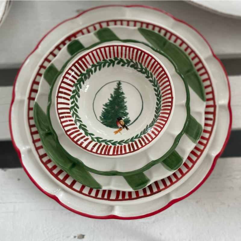 Arcucci Dolce Vita Nastro gestreept dinerbord in rood of groen Ø 26 cm