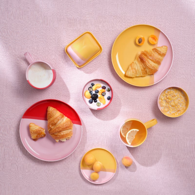 ASA Joy taartbordje of side plate passion fruit smoothy geel / roze | Ø 13 cm