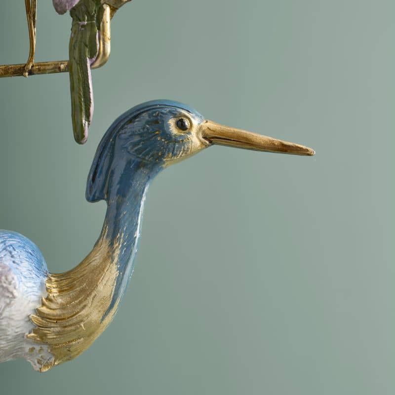 Dekorativer Kerzenhalter „Reiher“ aus Kunstharz und Metall, 25 x 11 x 44 cm