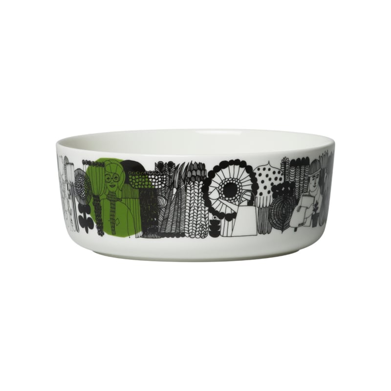 Marimekko Oiva Siirtolapuutarha schaal wit met zwart en groen accent | 1,5 liter