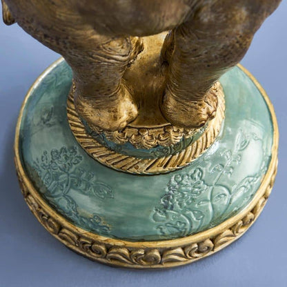Kerzenständer Elefant gold und türkis, Kunstharz und Metall 28 x 11 x 46,5 cm