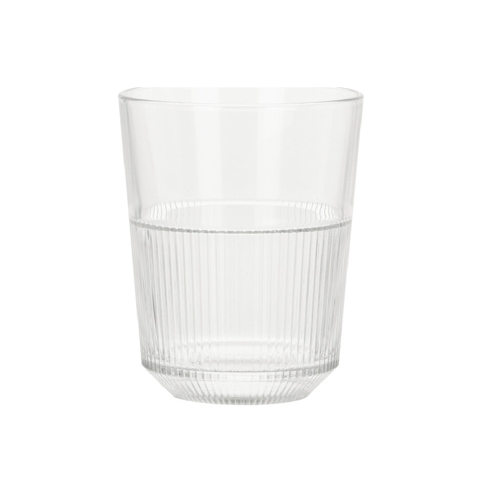 Set van 4 hoge glazen met ribbeltje 320 ml in doosje